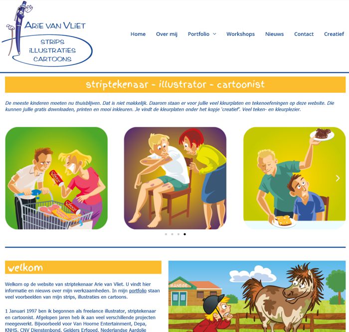 Striptekenaar Arie van Vliet website