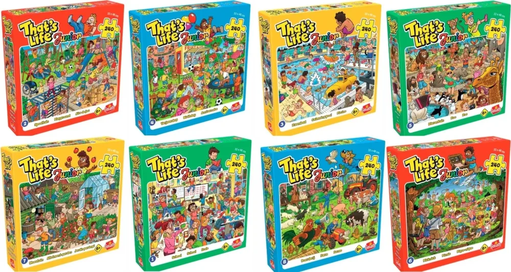 Illustraties van de junior puzzels van Goliath
